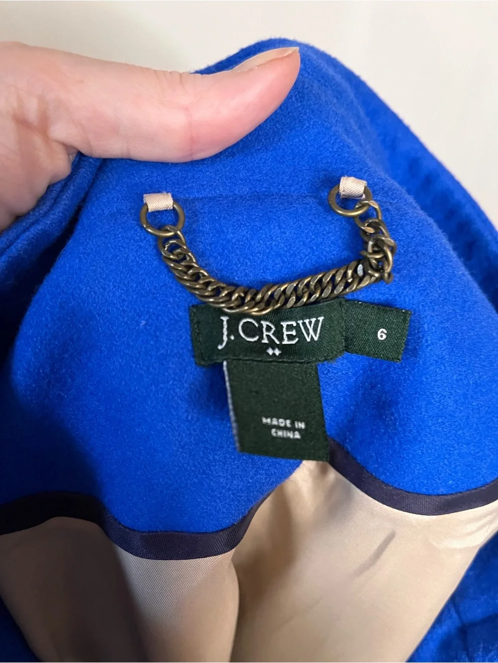 J. CREW Cobalt Blue Wool Blend Coat Size 6 Preppy Classic Winter Jacket - Picture 4 of 4